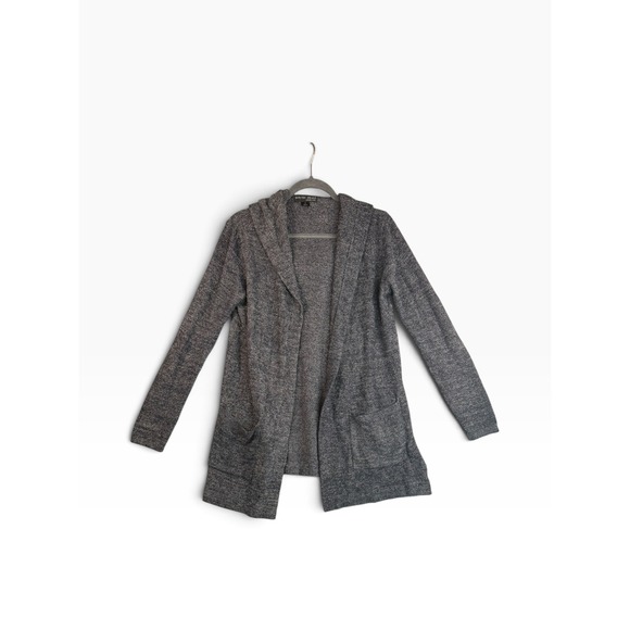 Barefoot Dreams Sweaters - Barefoot Dreams CozyChic Lite Hooded Cardigan Gray Open Front Pocket Sweater S